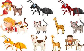 Set of various wild animals in cartoon style vector