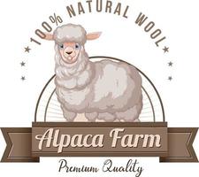 Alpaca farm logo for wool products vector