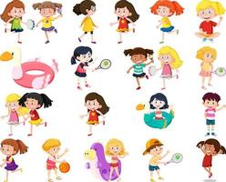 Set of children doing different activities vector