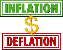 logotipo de fuente de inflación vs deflación vector