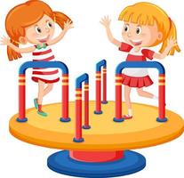 Children roundabout playground cartoon vector