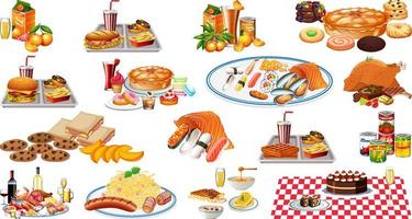 Foods and beverages set vector