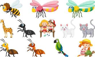 Set of various wild animals in cartoon style vector