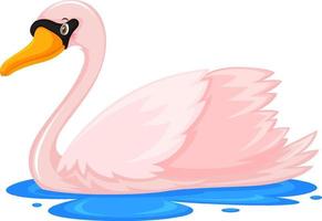cisne rosa en estilo de dibujos animados vector