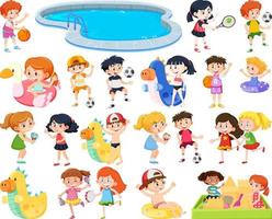 Set of children doing different activities vector