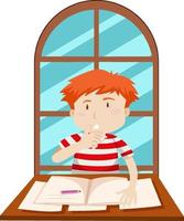 Student boy simple cartoon character vector