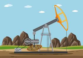 Scene of oil drilling rig vector