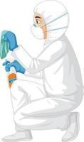 Man in protective hazmat suit vector