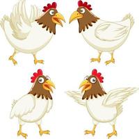 Chicken cartoon characters set vector