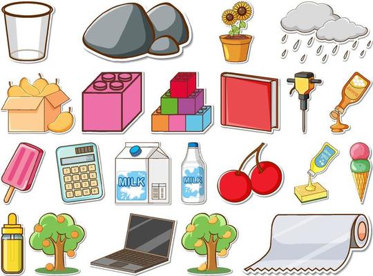 Large set household items and many toys Royalty Free Vector