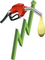 Pump nozzle with green arrow going up vector