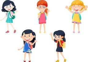 Female student cartoon character with backpack vector