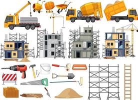 Set of construction site objects vector