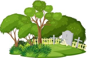 Cemetery graveyard scene isolated vector