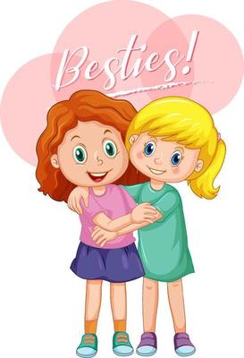 Best friend girls cartoon character with besties