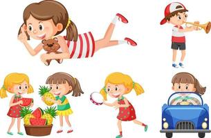 Set of children doing different activities vector