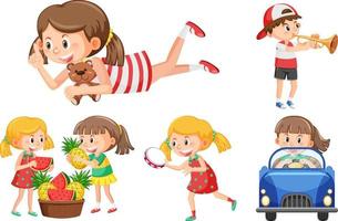 Set of children doing different activities vector