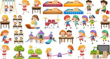 Set of children doing different activities vector