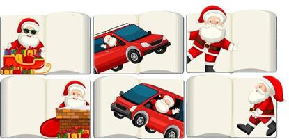 Set of different opened blank books with Santa Claus vector