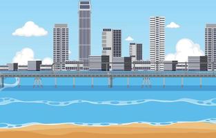 Beach city at daytime scene vector
