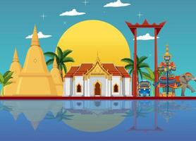 Thailand attraction landmarks background vector