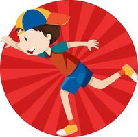 Active boy simple cartoon character vector