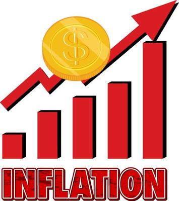 Red arrow going up with inflation word