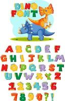 English alphabet A-Z with dinosaur cartoon characters vector