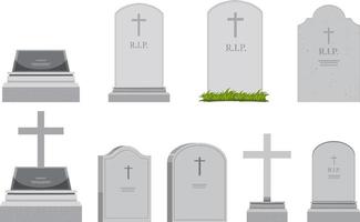 Set of different gravestones vector