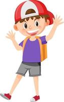 Male student cartoon character with backpack on white background vector