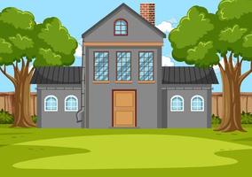 Outdoor house scene with trees vector