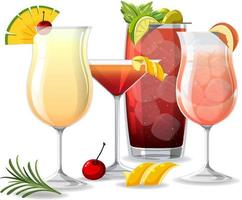 Cocktails in the glass on white background vector