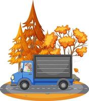 dibujos animados simples sobre el repartidor conduciendo un camión vector