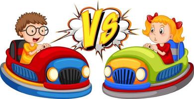 A boy bumper car vs a girl bumper car vector