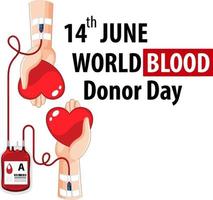 June blood donor day text and icon vector