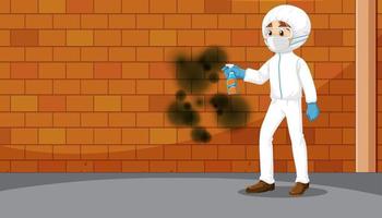 A man cleaning mould on the wall vector