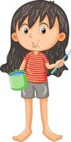 Girl gargling and holding toothbrush vector