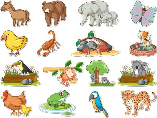 Wild Animals Stickers Vector Art & Graphics 