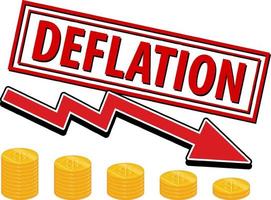 Deflation stamp with red arrow pointing down vector