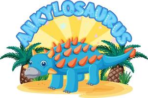 Little cute ankylosaurus dinosaur cartoon character vector