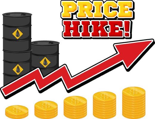 Price hike with red arrow going up