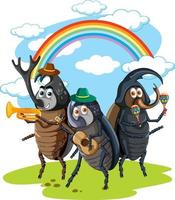 A beetle music band cartoon character vector