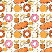 Seamless background design with bakery products vector