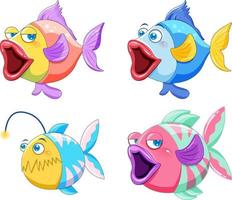 Set of different big lips fishes vector