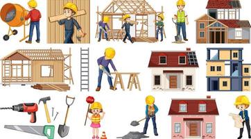 Set of construction site objects vector