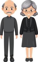 Elderly couple in mourning clothes vector