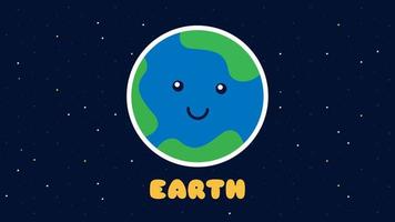 ilustração animada de doodle kawaii do planeta terra video