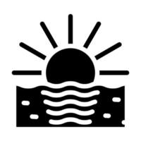 puesta de sol vacaciones glifo icono vector ilustración