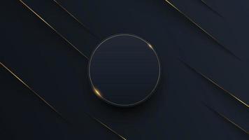 Modern black abstract background concept with gold line. Vector illustration