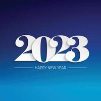 Happy new year 2023 white numbers paper cut style on a blue background vector illustration